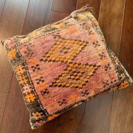 Tribal Afghan bag repurposed into a pillow.