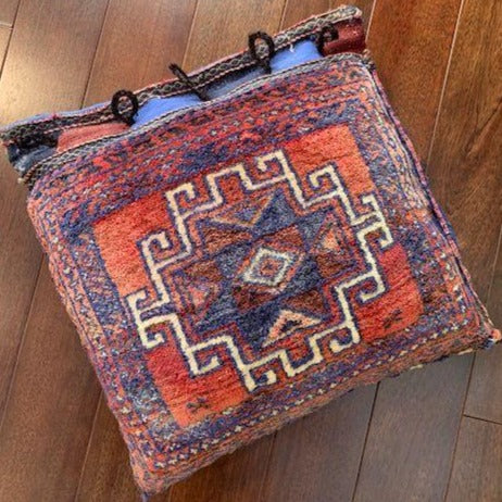 Baluch (or Balouch) tribal bag turned in to a throw pillow. 