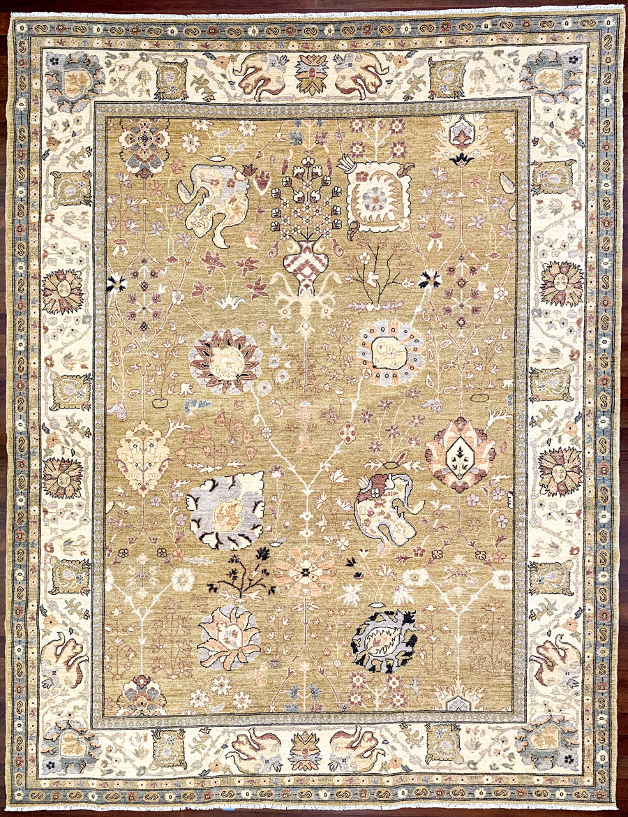 Vase Pattern Persian Influenced Ushak 9x12 Rug