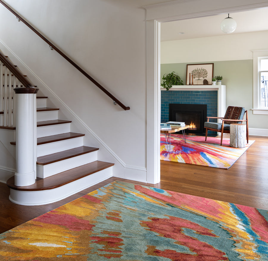 Qashqaii 2.1 An original modern area rug design by Christiane Millinger and Michael Howells in a Portland Oregon entry. Part of the THIS IS A MILLINGER + HOWELLS RUG Collection