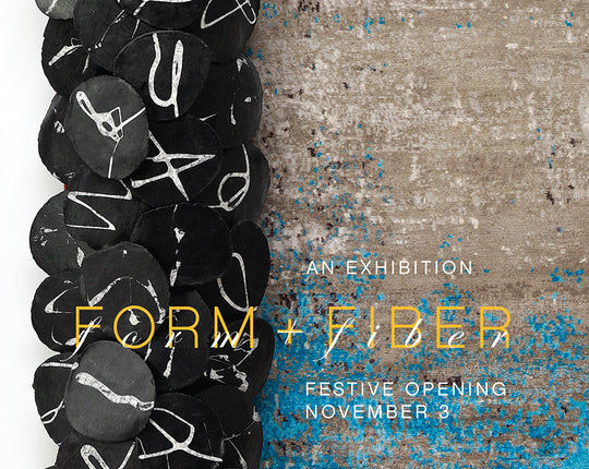 Christiane Millinger Handmade Rugs and Portland Based Artist Sally Squire present FORM + FIBER: a gallery showcase of the relationship between porcelain art and hand-woven textiles.