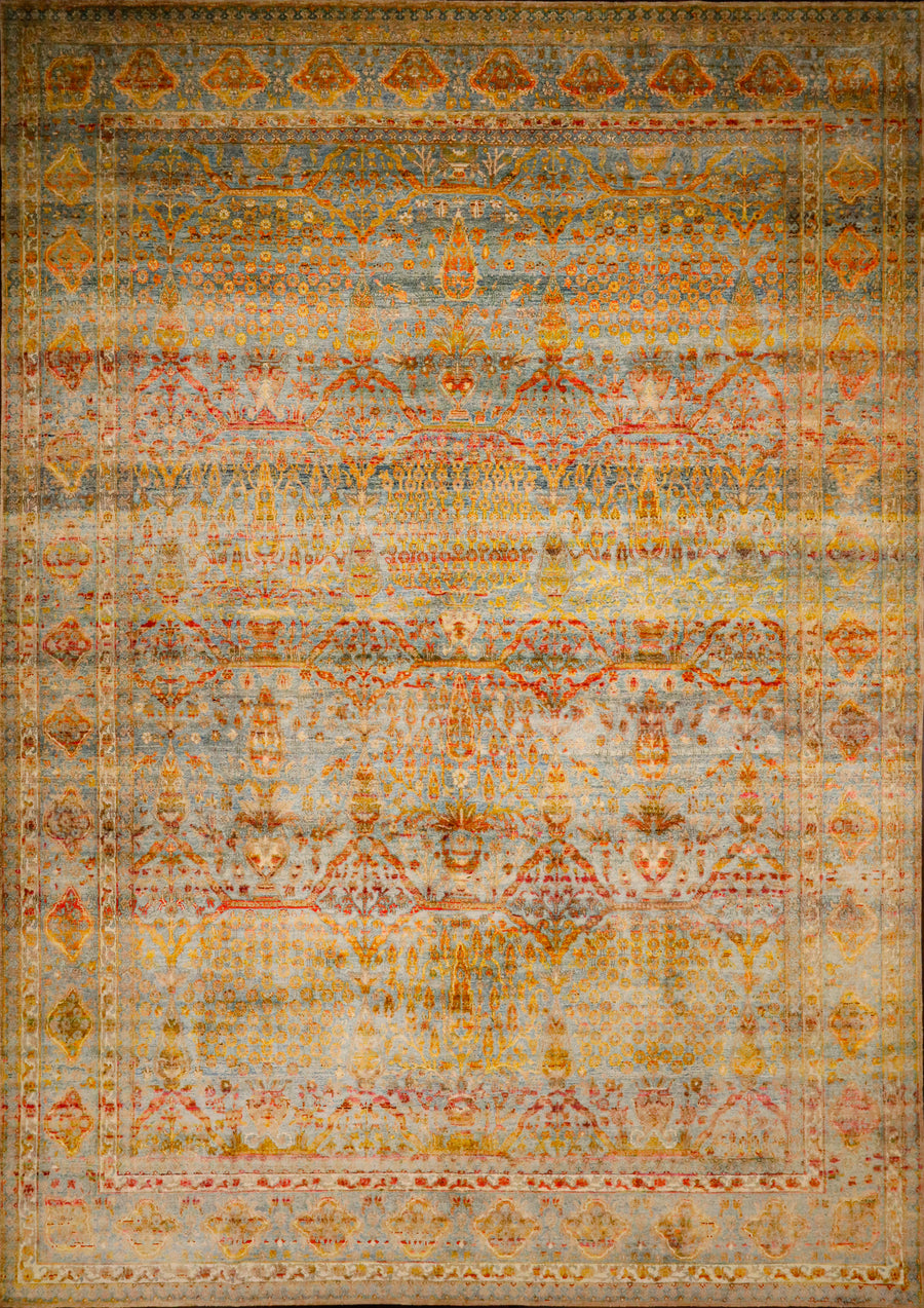 Sale! Vivid All Silk Garden Pattern 9x12 Area Rug