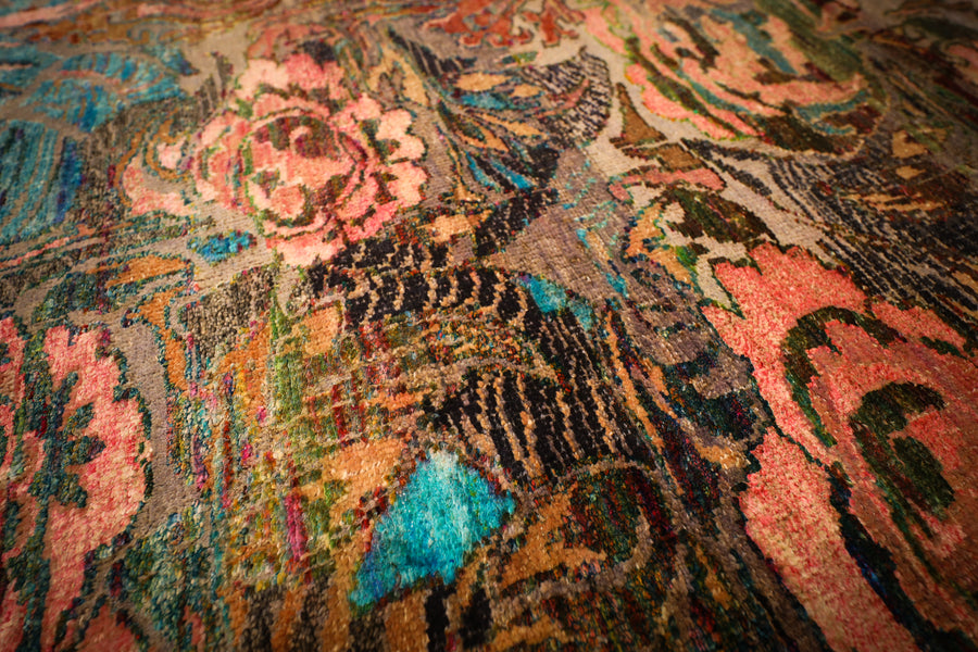 Wonderland Silk 9x10 Surrealism Inspired Area Rug