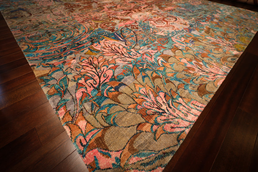 Wonderland Silk 9x10 Surrealism Inspired Area Rug