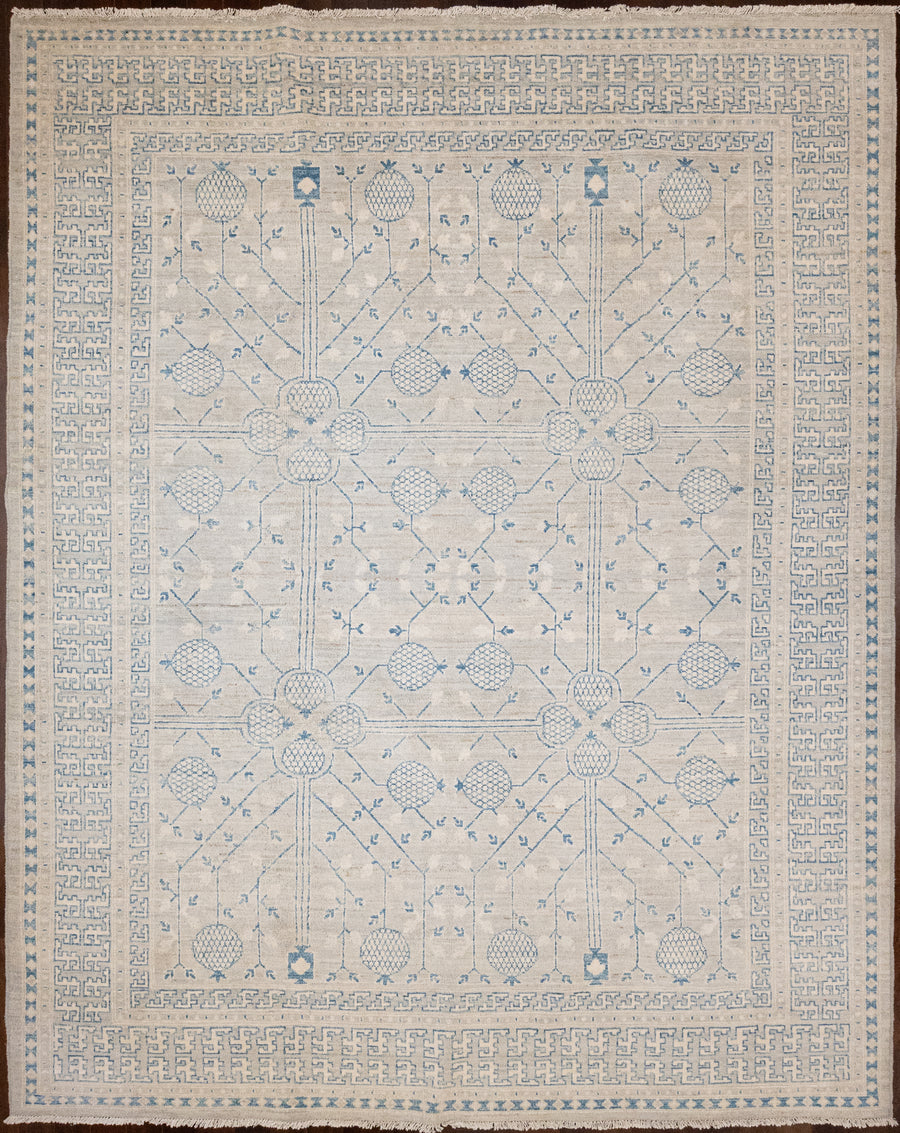 Delft Khotan Style in Grey and Blue 8x10 Rug