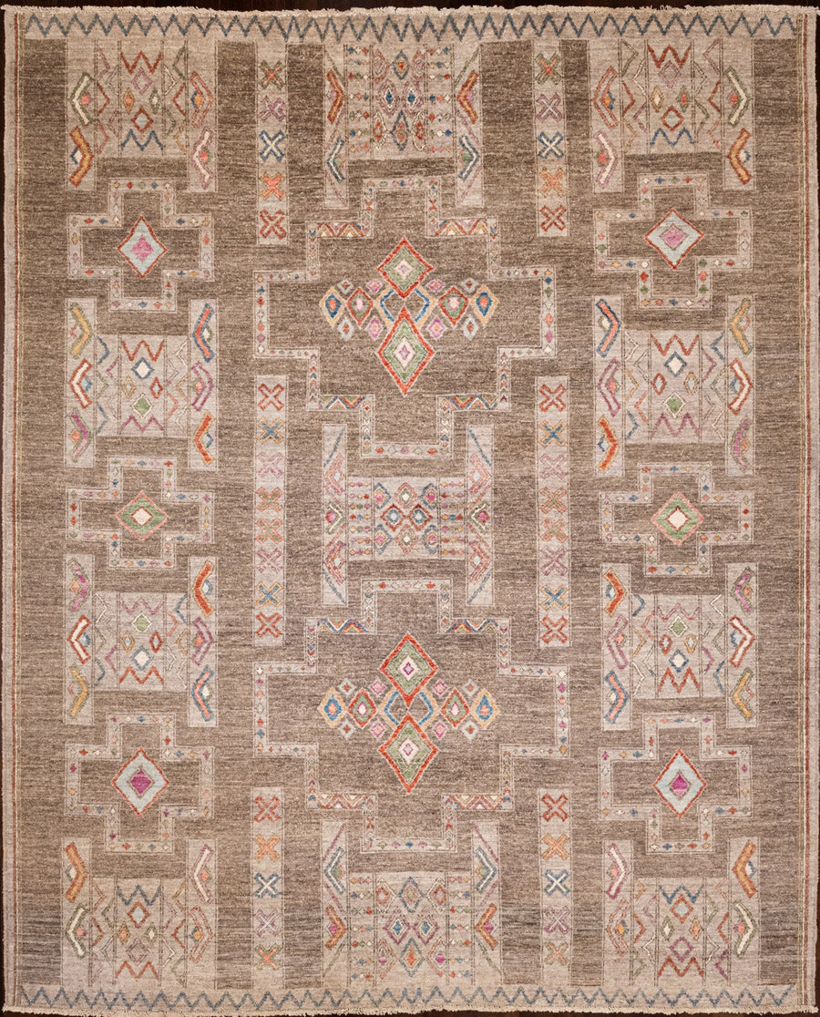 Colorful Tuareg Style 8x10 Hand-knotted Wool Rug