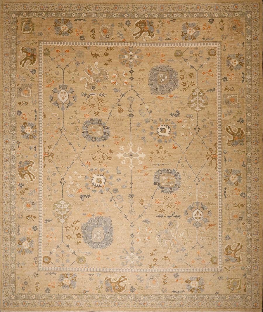 All Wool Neutral Palette Oushak 8x10 Rug