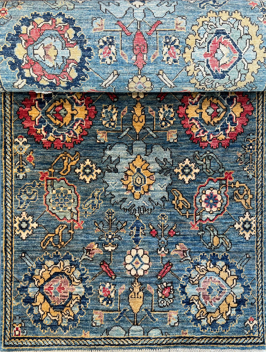 Blue Bidjar Traditional Pattern 3 x 13 Extra Long Hall Runner