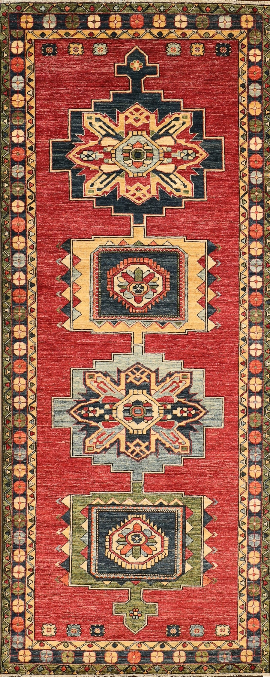 Colorful Maroon Caucasian Pattern 4x10 Wider Runner