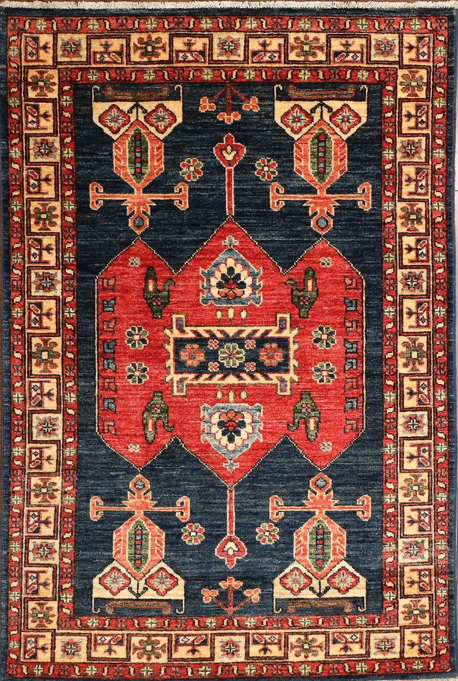 Blue and Red 3x5 Ersari Area Rug