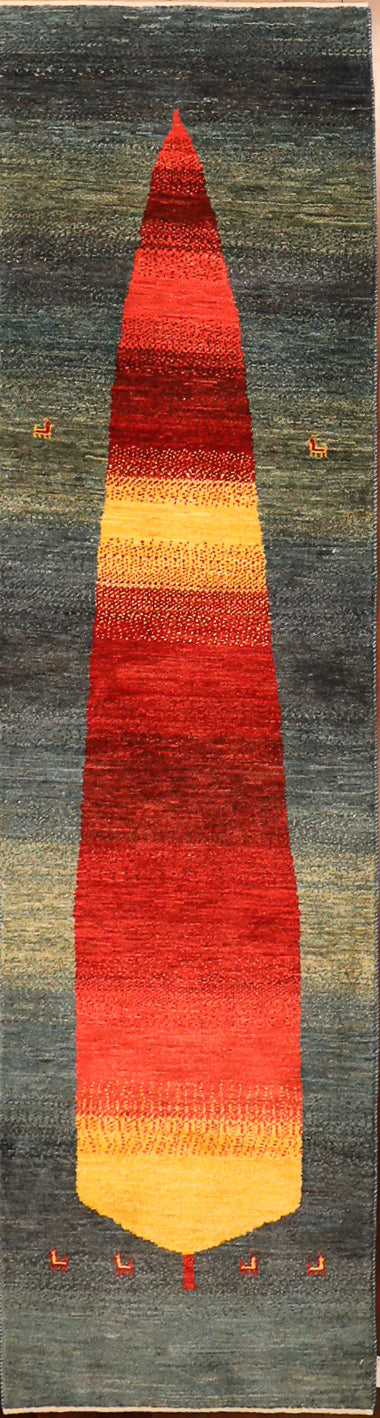 Red and Orange Toned 2x10 Gabbeh Hall Runner Area Rug