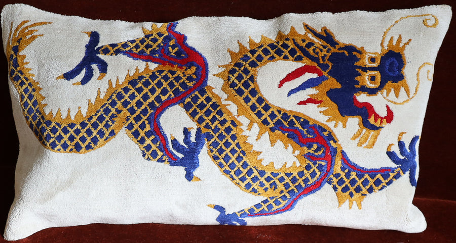 Dragon on White Lumbar Style Pillow