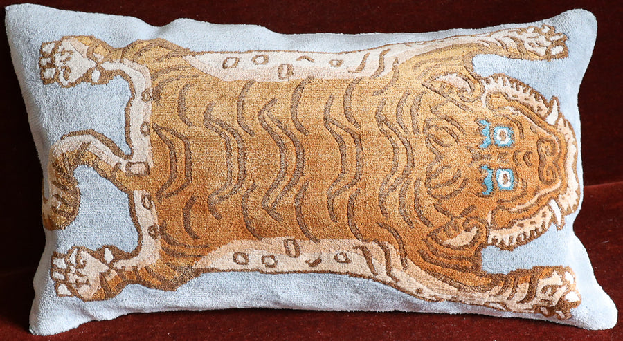 Full Tiger On Gray Lumbar Style Pillow