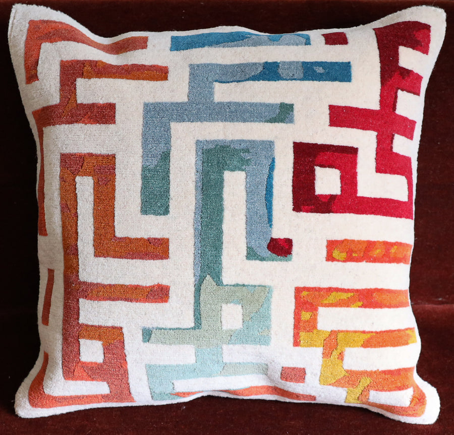 Colorful Cipher With Wool Background Pillow