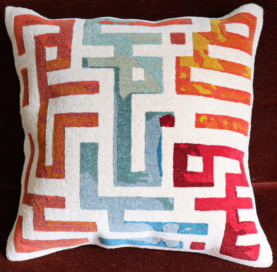 Colorful Cipher With Wool Background Pillow