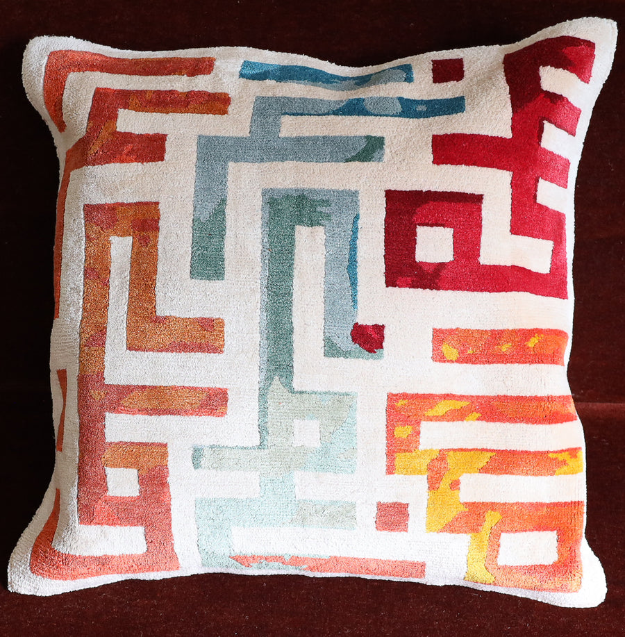 Colorful Cipher in All Silk Pillow