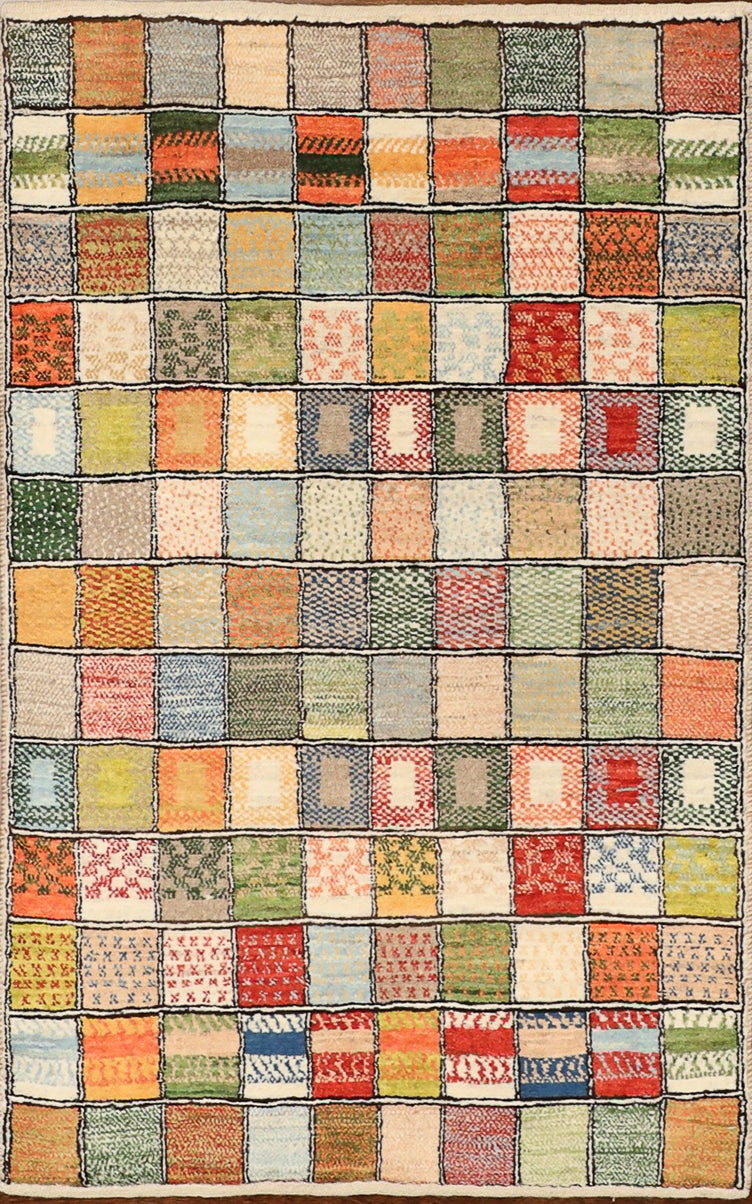 3x4 Colorful Squares Gabbeh – Christiane Millinger Handmade Rugs