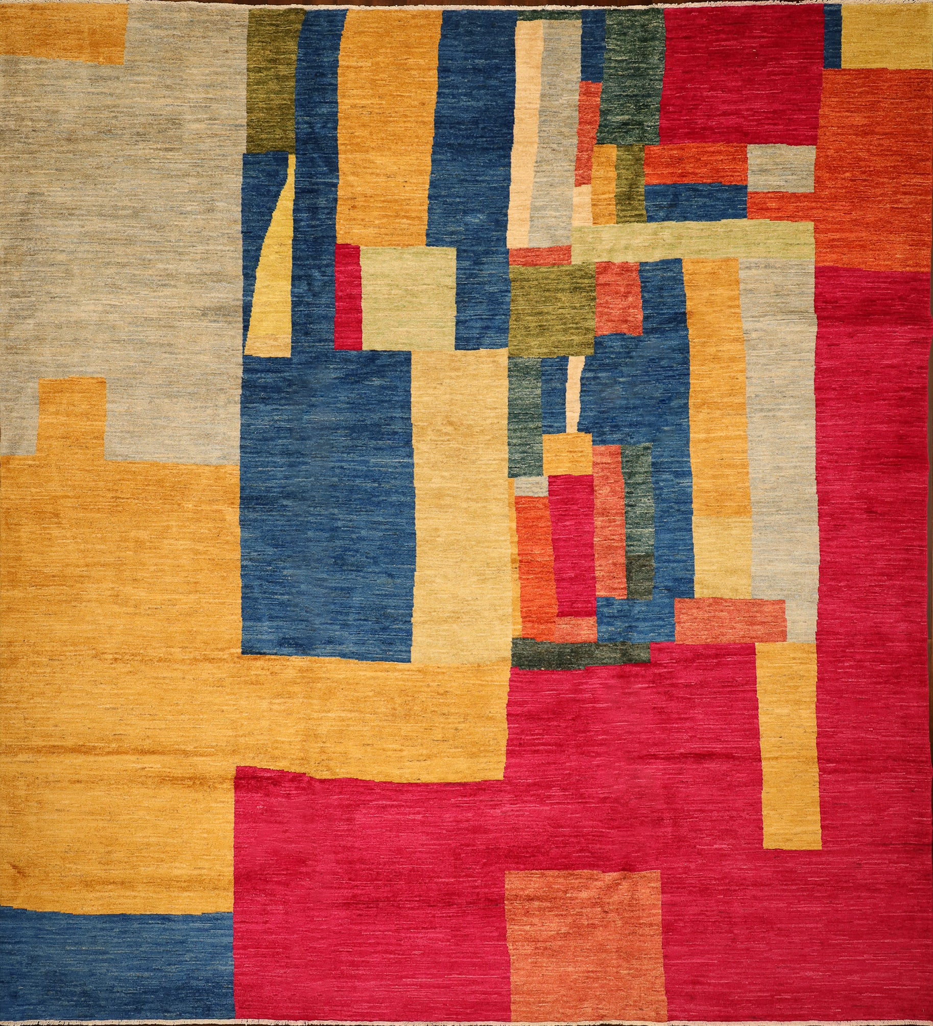 Red Cubist Modern 8x10 Handmade Rug From Turquoise Mountian ...