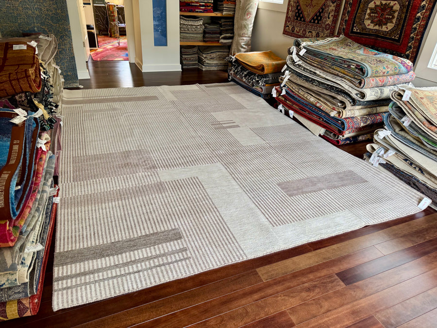 Sale! Ivory and Taupe Bauhaus Style 9x12 Area Rug