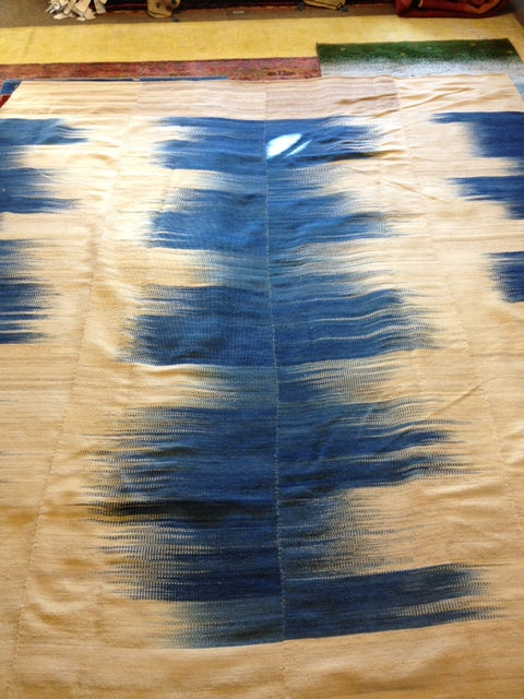 Clearance! Blue and Natural Wool Toned 8x10 Kilim Flatweave