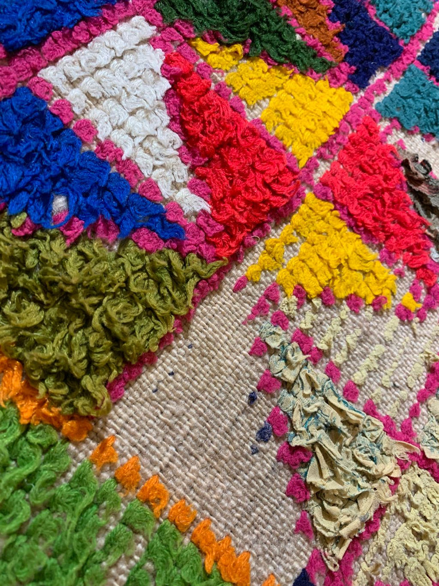 Detail of Moroccan style Turkish rug with recycled fibers