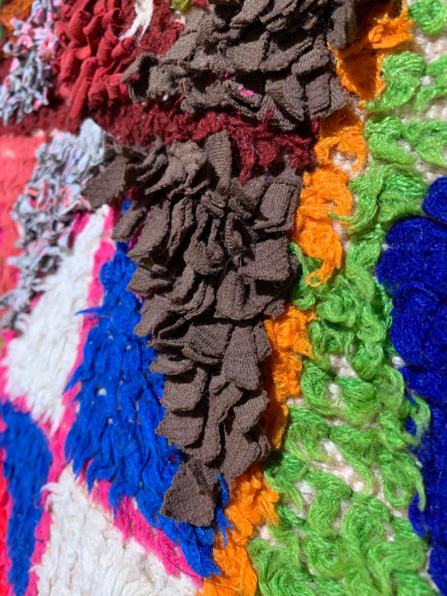 Detail of Moroccan style Turkish rug with recycled fibers