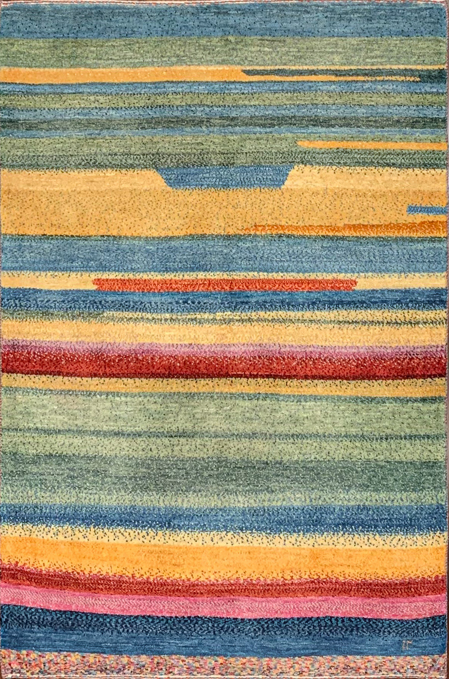 Bright and Vibrant 3x5 Gabbeh hand-knotted in Southern Iran.