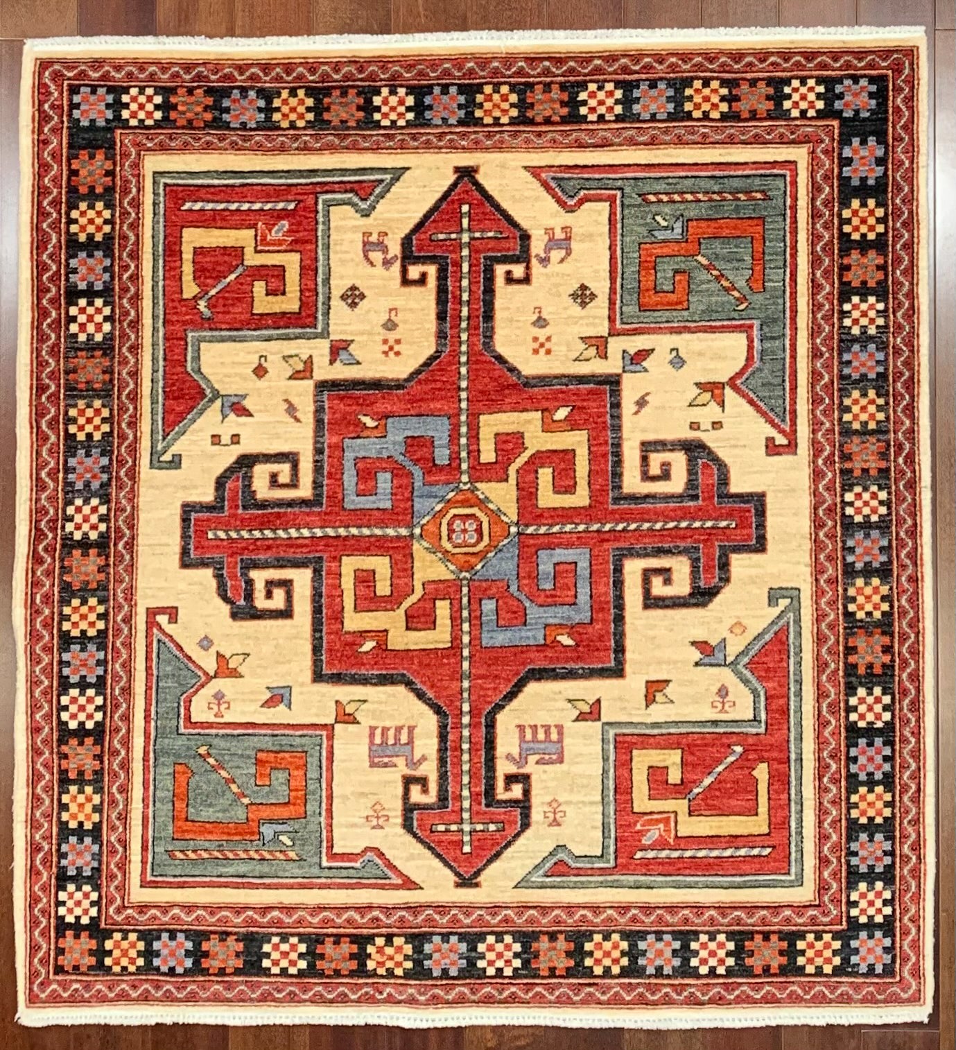 Linger Rug Handmade Tribal Pattern 4 Foot Square Rug On Sale Now – Christiane ...