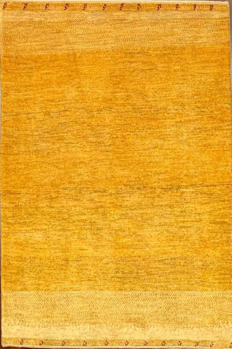 Golden Yellow Hand-knotted Gabbeh from Southern Iran.