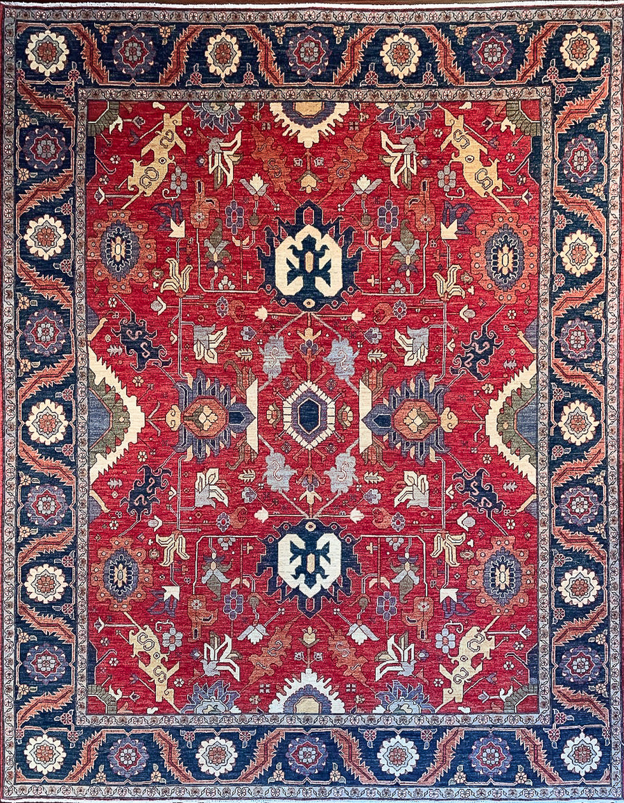 Classic Persian Bidjar 8x10 Rug Blue Border