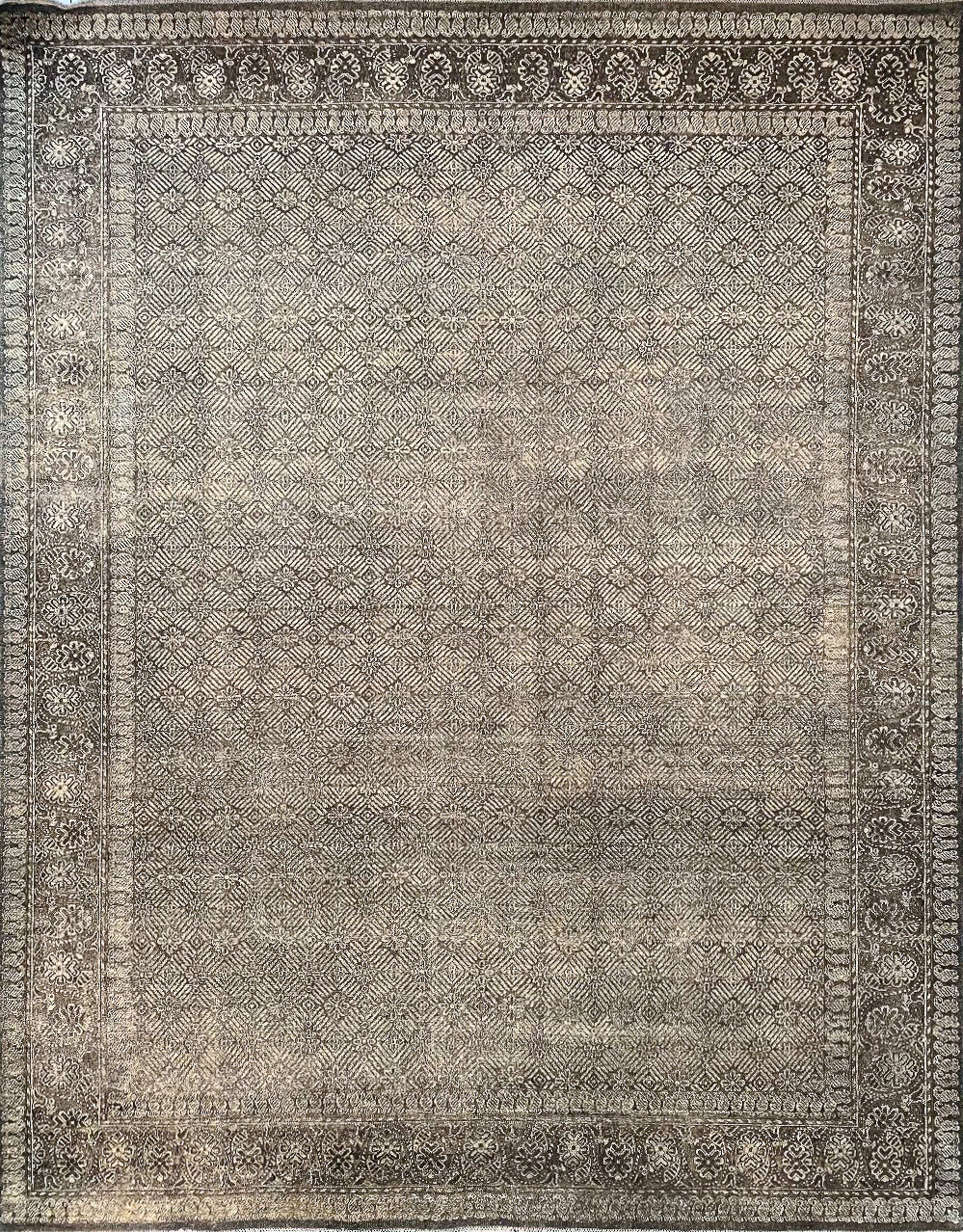 Linger Rug Sale! Charcoal Wool and Silver Silk Senneh 8x10 Rug – Christiane ...