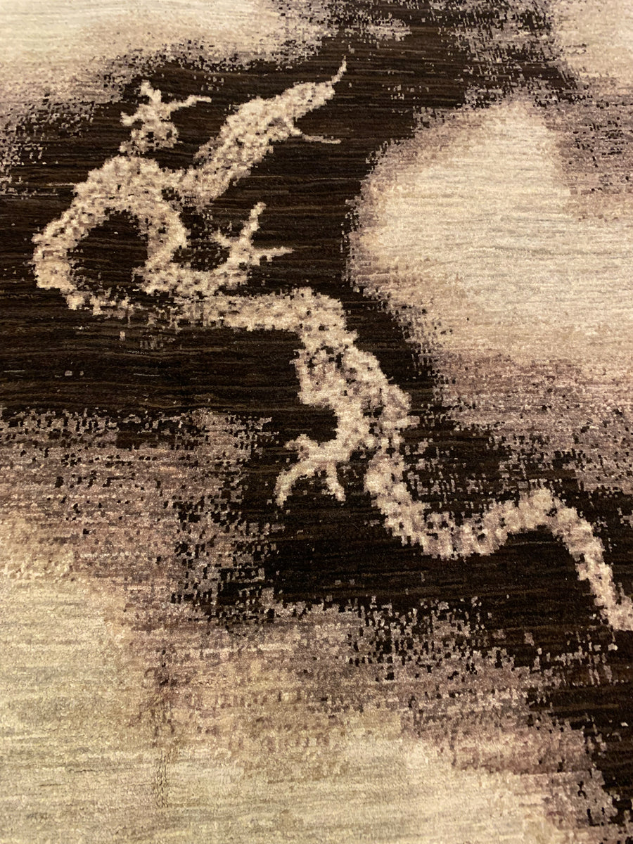 Detail of Mystic Coast, an original designed rug by Christiane Millinger of Portland, Oregon. 