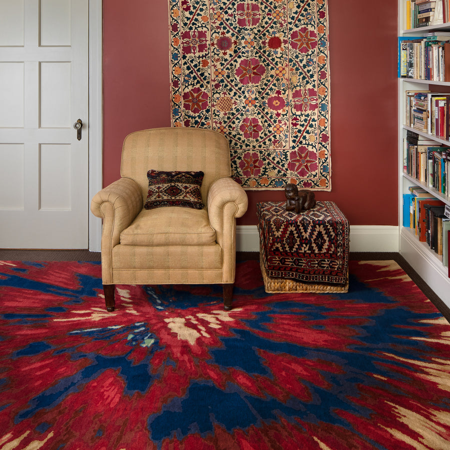 Shekarlu 2.1 An original modern area rug design by Christiane Millinger and Michael Howells in a Portland Oregon Living Room. Part of the THIS IS A MILLINGER + HOWELLS RUG Collection