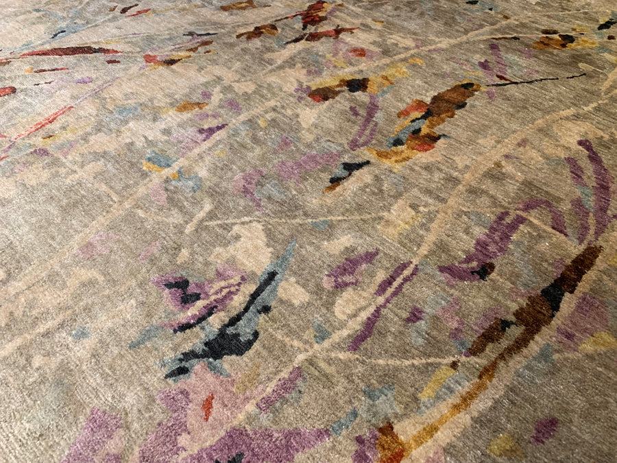 Detail of Wool & Silk Rugs Wild At Heart 9x12 handmade rug made in Nepal 