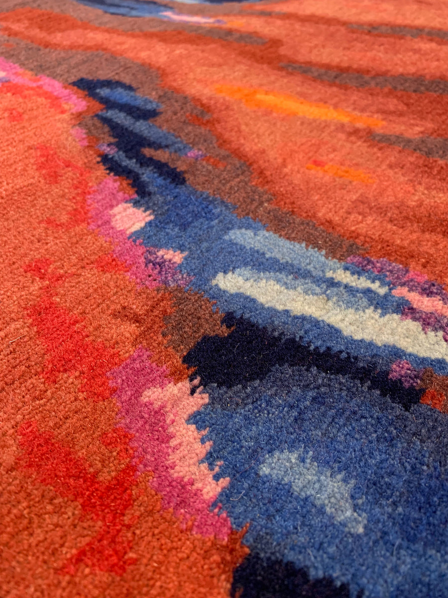 Detail of Yastik 2.1 An original modern area rug design by Christiane Millinger and Michael Howells in Portland Oregon. Part of the THIS IS A MILLINGER + HOWELLS RUG Collection